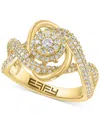 Effy Collection Effy Diamond Swirl Halo Statement Ring (3/4 Ct. T.w.) In 14k Yellow Gold