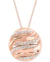 Effy Collection Effy Diamond Swirl Openwork Circle 18" Pendant Necklace (5/8 Ct. T.w.) In 14k Rose Gold In Rose Gold