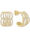 Effy Collection Effy Diamond Swirl Openwork Huggie Hoop Earrings (3/4 Ct. T.w.) In 14k Gold In Gold
