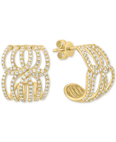 Effy Collection Effy Diamond Swirl Openwork Huggie Hoop Earrings (3/4 Ct. T.w.) In 14k Gold