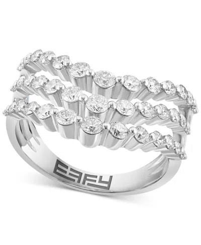 Effy Collection Effy Diamond Triple Row Contour Ring (1-1/5 Ct. T.w.) In 14k White Gold