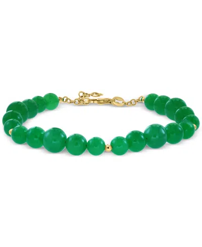 Effy Collection Effy Dyed Green Jade & Polished Bead Bracelet In 14k Gold