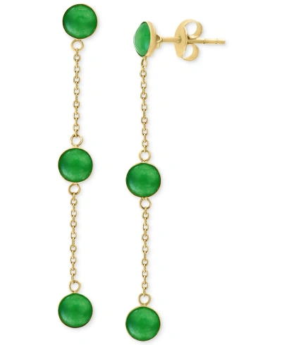 Effy Collection Effy Dyed Jade Bezel-set Linear Chain Drop Earrings In 14k Gold In Yellow Gold
