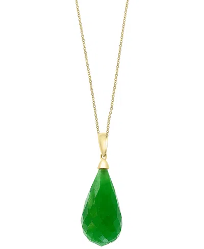 Effy Collection Effy Dyed Jade Fancy-cut Briolette 18" Pendant Necklace In 14k Gold In Green