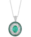 Effy Collection Effy Emerald (1-1/2 Ct. T.w.) & Diamond (1/10 Ct. T.w.) Ring In Sterling Silver In Silver