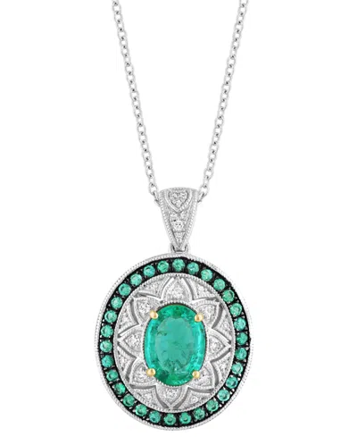 Effy Collection Effy Emerald (1-1/2 Ct. T.w.) & Diamond (1/10 Ct. T.w.) Ring In Sterling Silver
