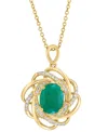 Effy Collection Effy Emerald (1-1/2 Ct. T.w.) & Diamond (1/6 Ct. T.w.) Spiral 18" Pendant Necklace In 14k Gold
