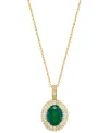 EFFY COLLECTION EFFY EMERALD (1-1/2 CT. T.W) & DIAMOND (1/3 CT. T.W.) OVAL HALO 18" PENDANT NECKLACE IN 14K GOLD