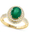 EFFY COLLECTION EFFY EMERALD (1-1/2 CT. T.W.) & DIAMOND (1/2 CT. T.W.) DOUBLE HALO RING IN 14K GOLD