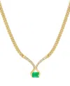 Effy Collection Effy Emerald (1-3/8 Ct. T.w.) & Diamond (1/3 Ct. T.w.) Fancy 16" Collar Necklace In 14k Gold