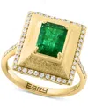 Effy Collection Effy Emerald (1-3/8 Ct. T.w.) & Diamond (1/4 Ct. T.w.) Pyramid Inspired Statement Ring In 14k Gold In Yellow Gol