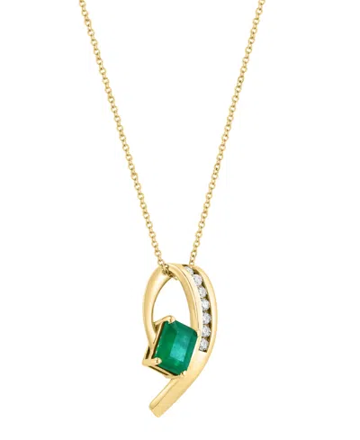 Effy Collection Effy Emerald (1-3/8 Ct. T.w.) & Diamond (1/5 Ct. T.w.) Pendant Necklace In 14k Gold In Yellow Gol