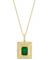 Effy Collection Effy Emerald (1-3/8 Ct. T.w.) & Diamond (1/5 Ct. T.w.) Pyramid Inspired 18" Pendant Necklace In 14k In Yellow Gol