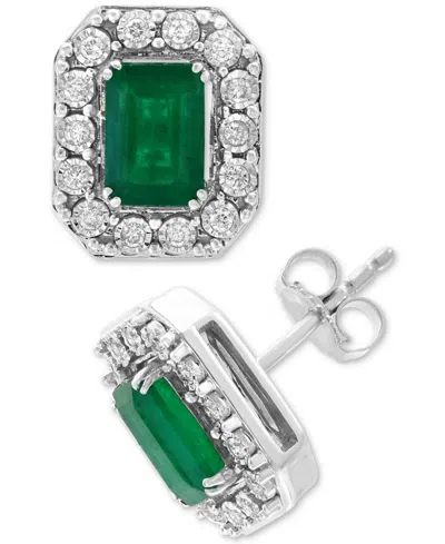 Effy Collection Effy Emerald (1-7/8 Ct. T.w.) & Diamond (1/5 Ct. T.w.) Earrings In 14k White Gold (also In Yellow Go In Multi