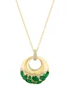 Effy Collection Effy Emerald (1-7/8ct. T.w.) & Diamond (1/6 Ct. T.w.) Cluster Polished Circle 18" Pendant Necklace I In Yellow Gol
