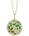 Effy Collection Effy Emerald (1 Ct. T.w.) & Diamond (1/20 Ct. T.w.) 18" Pendant Necklace In 14k Yellow Gold