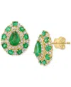 Effy Collection Effy Emerald (2-1/3 Ct. T.w.) & Diamond (5/8 Ct. T.w.) Pear Halo Stud Earrings In 14k Gold