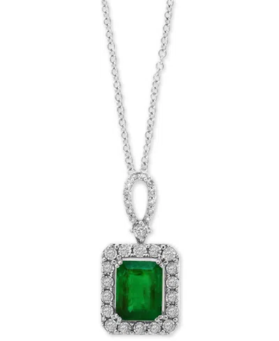 Effy Collection Effy Emerald (2-1/5 Ct. T.w.) & Diamond (1/4 Ct. T.w.) 18" Pendant Necklace In 14k White Gold (also 