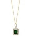 Effy Collection Effy Emerald (2-1/5 Ct. T.w.) & Diamond (1/4 Ct. T.w.) Emerald-cut Square Halo 18" Pendant Necklace In Emerald
