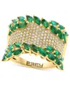 Effy Collection Effy Emerald (2-7/8 Ct. T.w.) & Diamond (1/2 Ct. T.w.) Statement Ring In 14k Yellow Gold