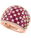 Effy Collection Effy Emerald (3-3/4 Ct. T.w.) & Diamond (1-1/5 Ct. T.w.) Statement Ring In 14k Gold In Brown