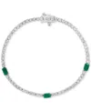 Effy Collection Effy Emerald (3/4 Ct. T.w.) & Diamond (1/2 Ct. T.w.) Tennis Bracelet In Sterling Silver In Emerald
