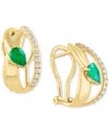 Effy Collection Effy Emerald (3/4 Ct. T.w.) & Diamond (1/4 Ct. T.w.) Artistic Hoop Earrings In 14k Gold In Gold