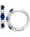 Effy Collection Effy Emerald (3/4 Ct. T.w.) & White Sapphire (3/4 Ct. T.w.) Small Hoop Earrings In 14k White Gold, 0 In Multi