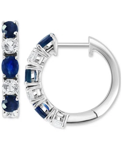 Effy Collection Effy Emerald (3/4 Ct. T.w.) & White Sapphire (3/4 Ct. T.w.) Small Hoop Earrings In 14k White Gold, 0 In Multi