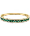 Effy Collection Effy Emerald (4-1/2 Ct. T.w.), White Sapphire (1-1/3 Ct. T.w.) & Diamond (1/6 Ct. T.w.) Bangle Brace In Yellow Gold