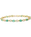 Effy Collection Effy Emerald (5-1/2 Ct. T.w.) & Diamond (1/2 Ct. T.w.) Line Bracelet In 14k Yellow Gold In Emerald