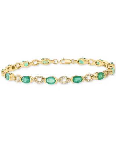 Effy Collection Effy Emerald (5-1/2 Ct. T.w.) & Diamond (1/2 Ct. T.w.) Line Bracelet In 14k Yellow Gold