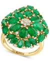 Effy Collection Effy Emerald (6-1/4 Ct. T.w.) & Diamond (3/8 Ct. T.w.) Flower Cluster Ring In 14k Yellow Gold In Emerald