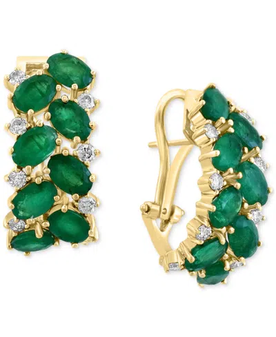 Effy Collection Effy Emerald (6-3/4 Ct. T.w.) & Diamond (5/8 Ct. T.w.) Statement Earrings In 14k Gold In Yellow Gol
