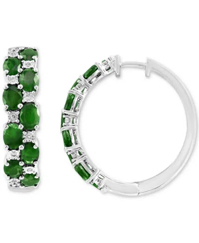 Effy Collection Effy Emerald & Diamond Small Earrings In Sterling Silver (also Available In Sapphire And Ruby)