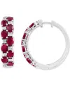 Effy Collection Effy Emerald & Diamond Small Earrings In Sterling Silver (also Available In Sapphire And Ruby) In Ruby