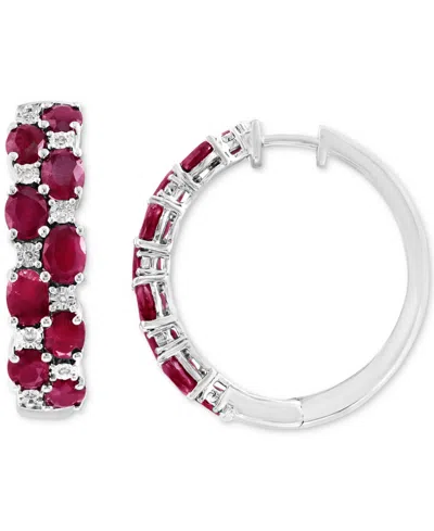 Effy Collection Effy Emerald & Diamond Small Earrings In Sterling Silver (also Available In Sapphire And Ruby)