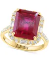 Effy Collection Effy Emerald-cut Lab Grown Ruby (6-7/8 Ct. T.w.) & Lab Grown Diamond (5/8 Ct. T.w.) Halo Ring In 14k In Ruby