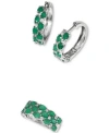 Effy Collection Effy Emerald Diamond Small Hoop Earrings Ring In Sterling Silver In Blue