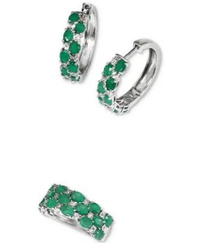 Effy Collection Effy Emerald Diamond Small Hoop Earrings Ring In Sterling Silver In Ruby