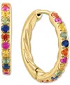 Effy Collection Effy Emerald Small Hoop Earrings (7/8 Ct. T.w.) In Gold-plated Sterling Silver, 0.5" (also Available In Multi Sapphire
