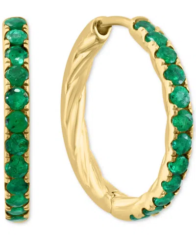 Effy Collection Effy Emerald Small Hoop Earrings (7/8 Ct. T.w.) In Gold-plated Sterling Silver, 0.5" (also Available