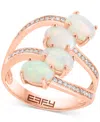 Effy Collection Effy Ethiopian Opal (1-3/4 Ct. T.w.) & Diamond (1/5 Ct. T.w.) Split Statement Ring In 14k Rose Gold In Opal