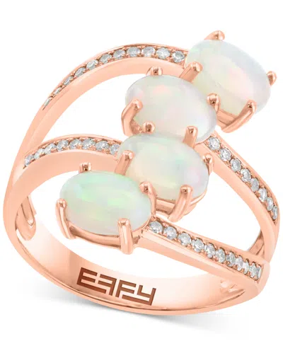 Effy Collection Effy Ethiopian Opal (1-3/4 Ct. T.w.) & Diamond (1/5 Ct. T.w.) Split Statement Ring In 14k Rose Gold