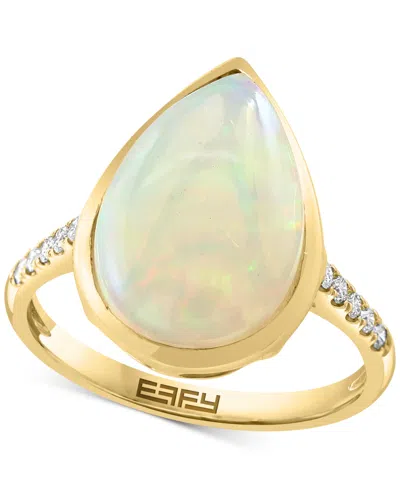 Effy Collection Effy Ethiopian Opal (1-3/8 Ct. T.w.) & Diamond (1/8 Ct. T.w.) Ring In 14k Gold In Yellow Gol