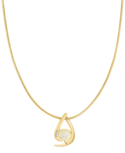 Effy Collection Effy Ethiopian Opal (1-5/8) & Diamond (1/20 Ct. T.w.) 18" Pendant Necklace In 14k Gold-plated Sterli In Multi