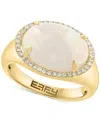 Effy Collection Effy Ethiopian Opal (4-1/3 Ct. T.w.) & Diamond (1/6 Ct. T.w.) Halo Ring In 14k Gold-plated Sterling  In Gold