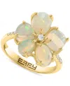 Effy Collection Effy Ethiopian Opal & Diamond (1/4 Ct. T.w.) Flower Statement Ring In 14k Yellow Gold