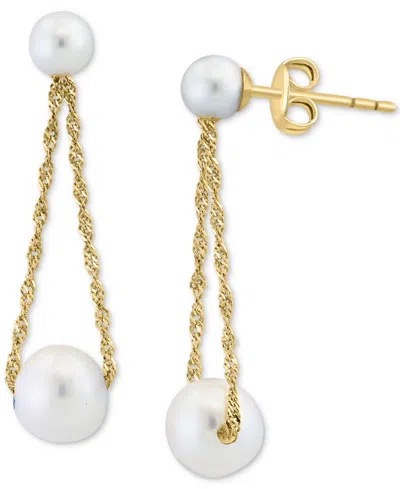 Effy Collection Effy Freshwater Pearl (4 & 6mm) Rope Dangle Drop Earrings In 14k Gold In Multi