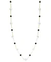 Effy Collection Effy Freshwater Pearl (6-1/2mm), And Onyx 18" Collar Necklace In 14k Gold In Gold